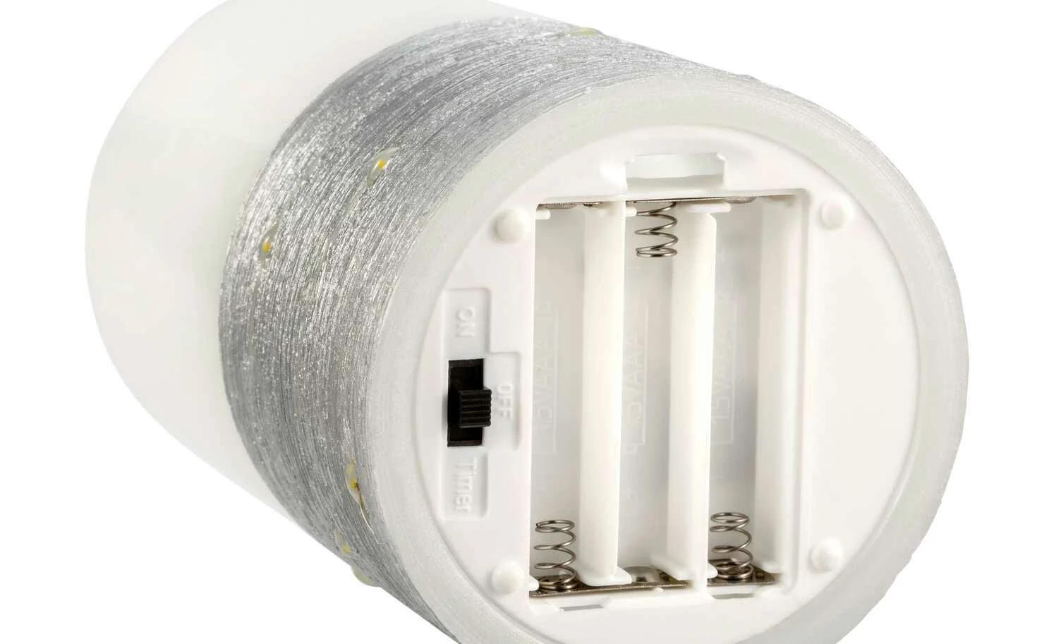 LED-Echtwachs-Kerzen 2er-Set, weiß/silberfarben – Bild 3