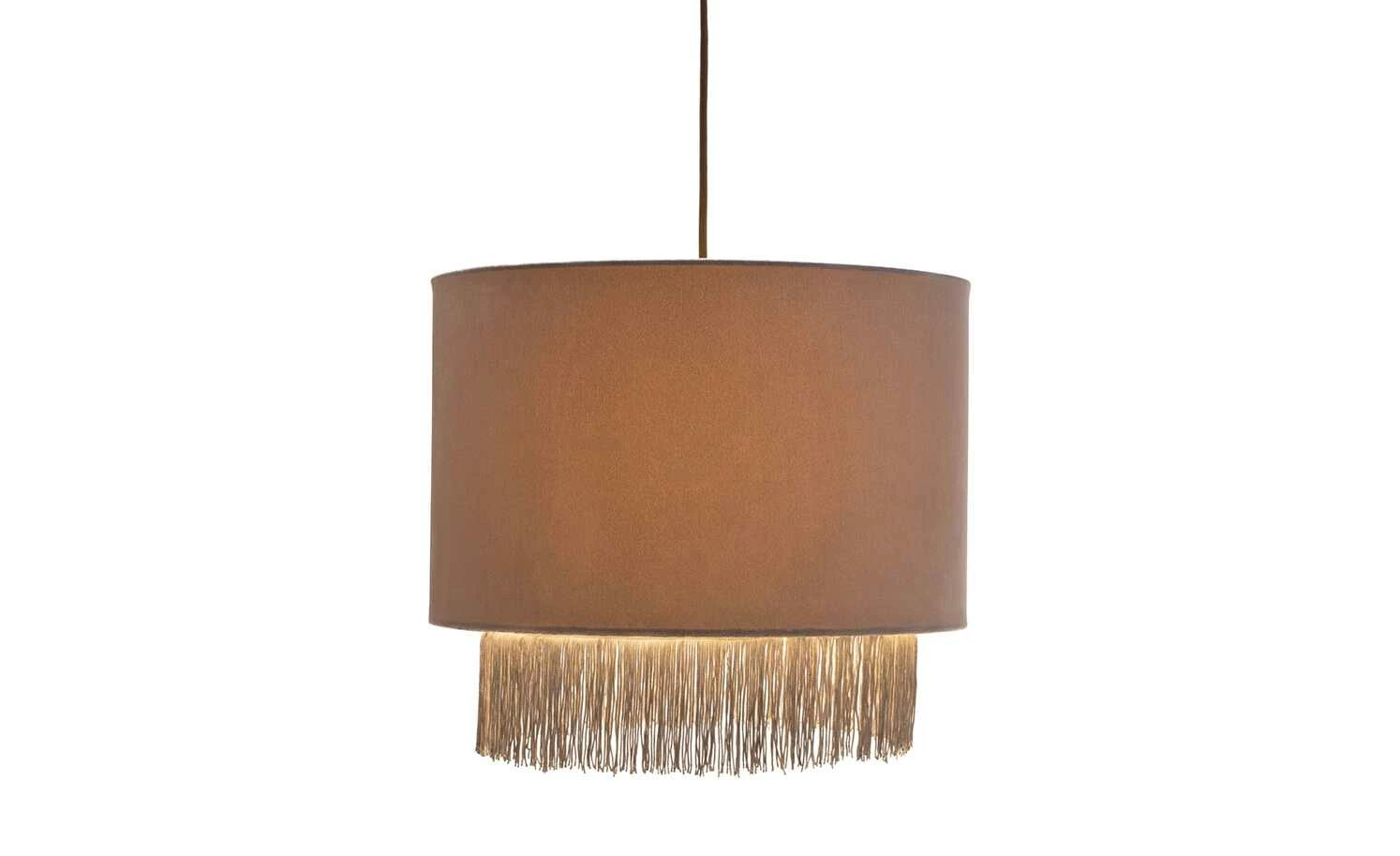 Pendelleuchte, 1-flammig, Samt grau mit Fäden – Bild 3