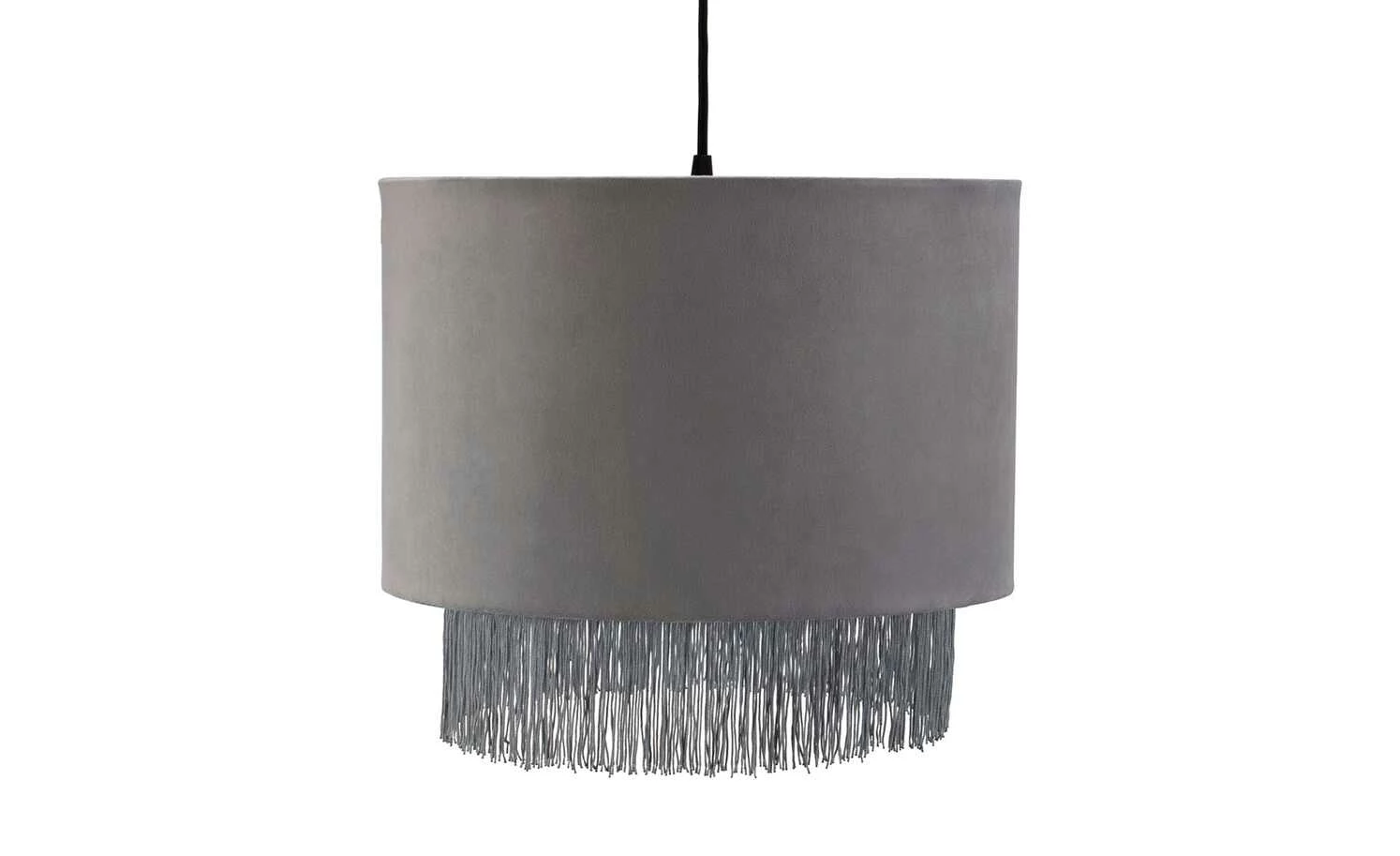 Pendelleuchte, 1-flammig, Samt grau mit Fäden – Bild 2