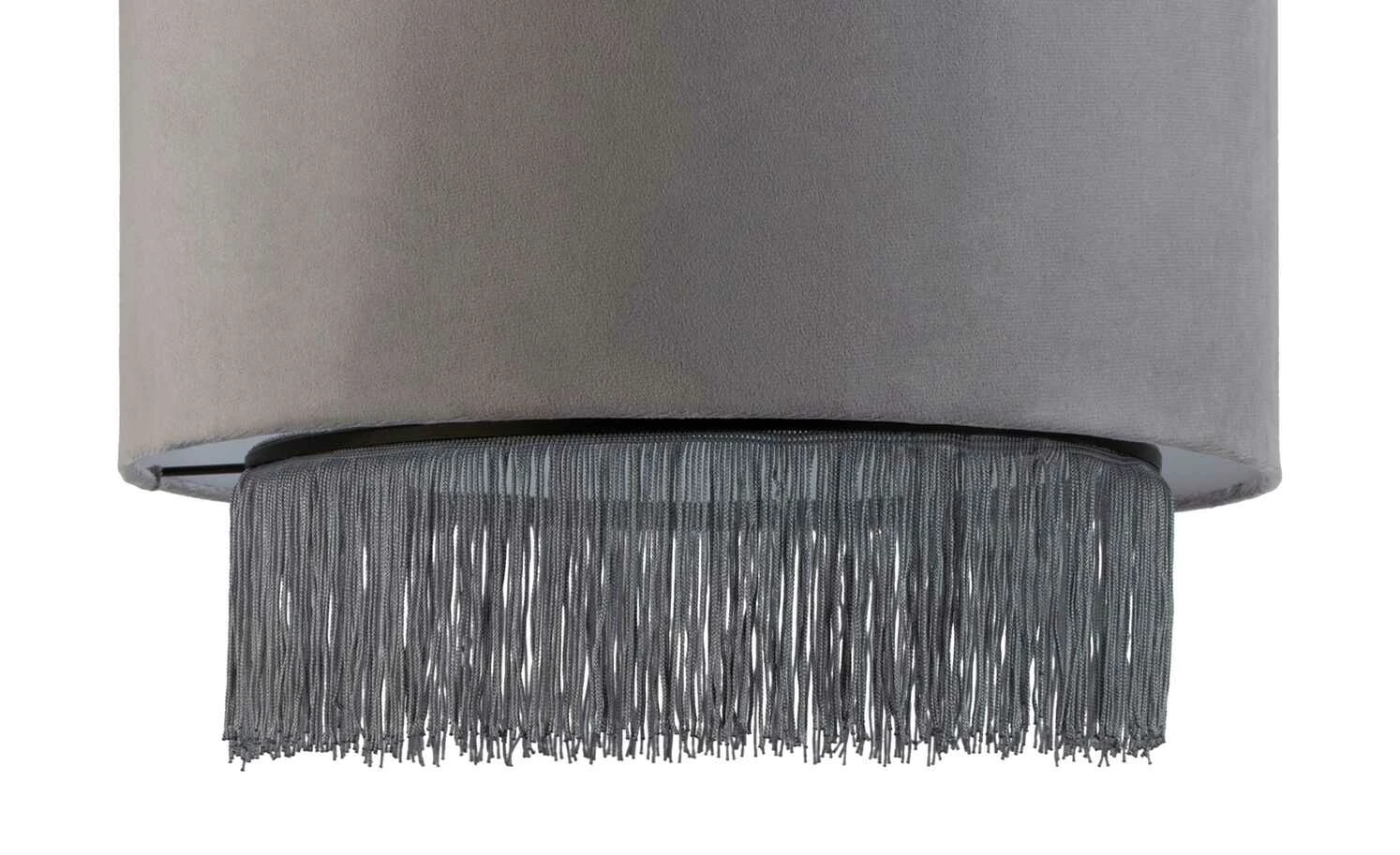 Pendelleuchte, 1-flammig, Samt grau mit Fäden – Bild 4