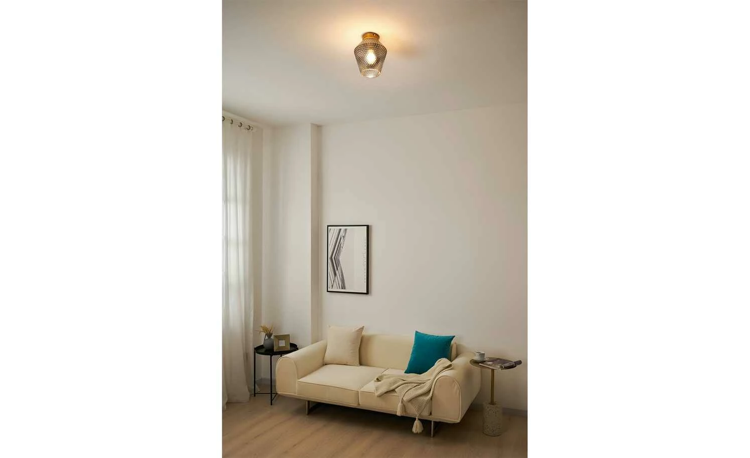 Deckenleuchte, 1-flammig, Rauchglas