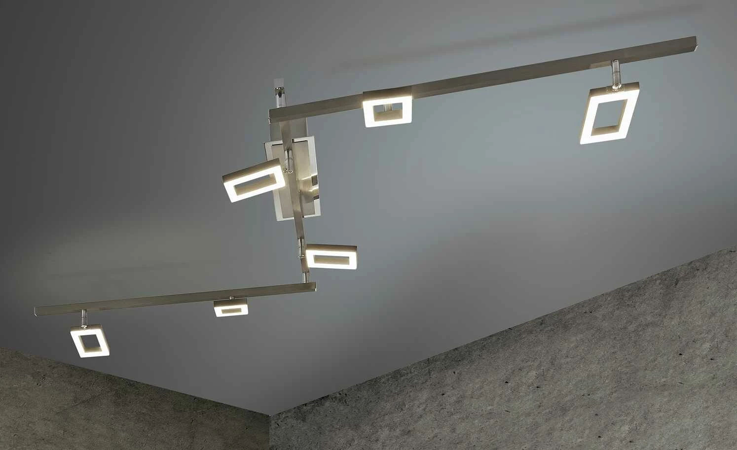 Paul Neuhaus LED-Deckenstrahler mit 6 quadratischen Spots