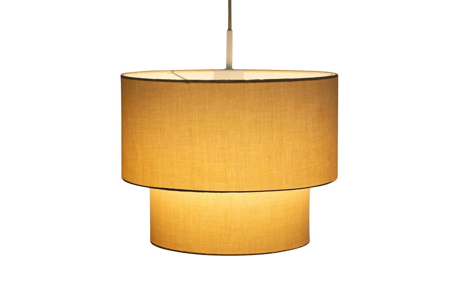 Pendelleuchte, 1-flammig, Stoff/beige – Bild 4