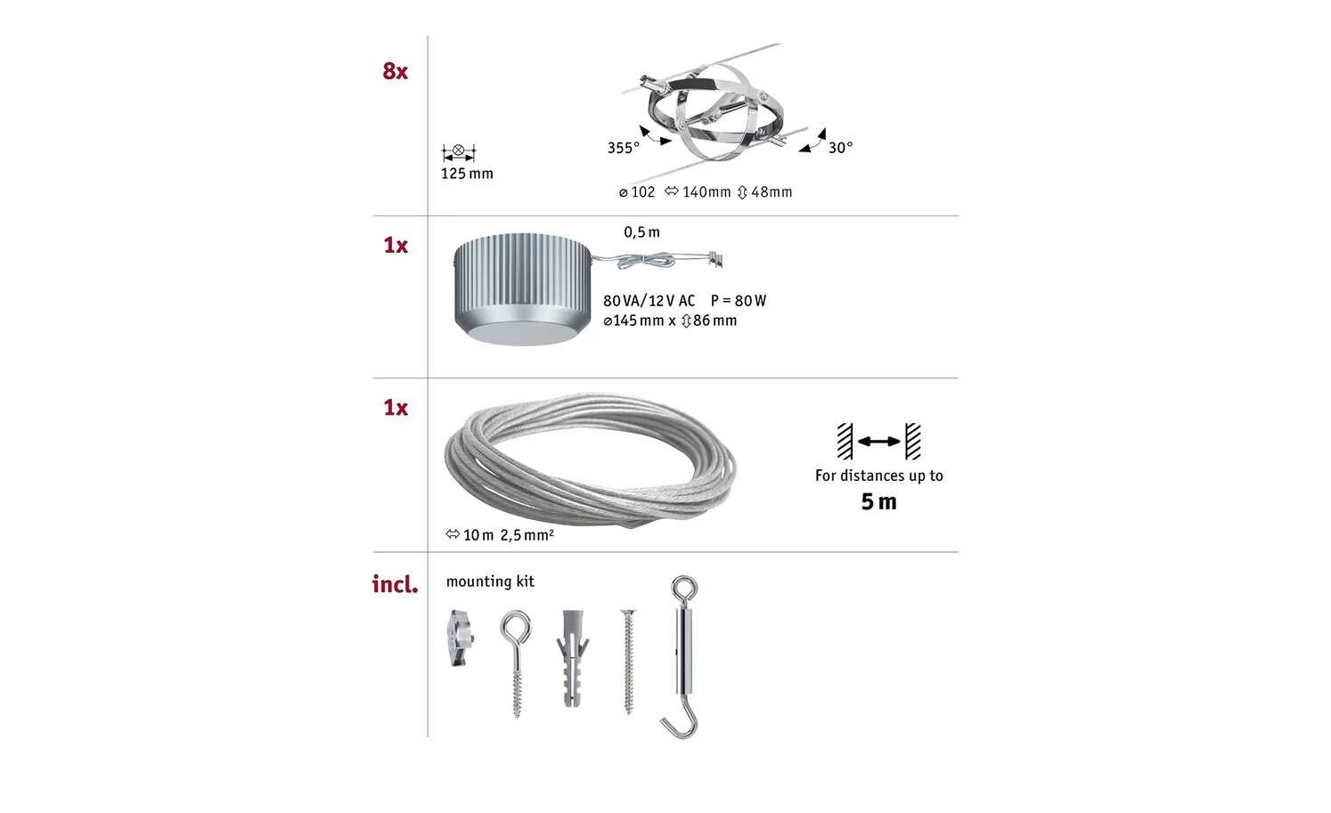 Seilsystem, Basisset, chrom/matt – Bild 3