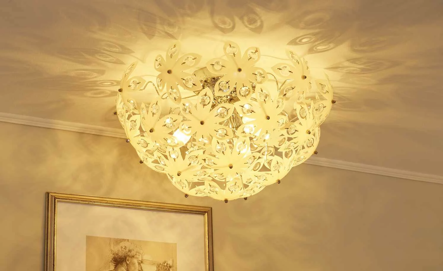 Trio Deckenleuchte, 3-flammig Acrylblüten weiß