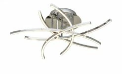 Meisterleuchten LED- Deckenleuchte, 5-flammig, chrom, geschwungene Stäbe