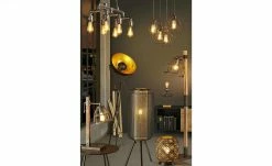 Pendelleuchte, 4-flammig, schwarz/ goldfarben