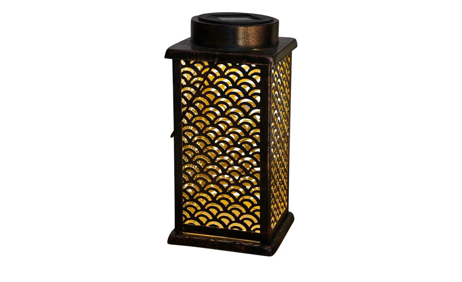 Solar-Tischleuchte, bronzefarben `Laterne´ – Bild 3