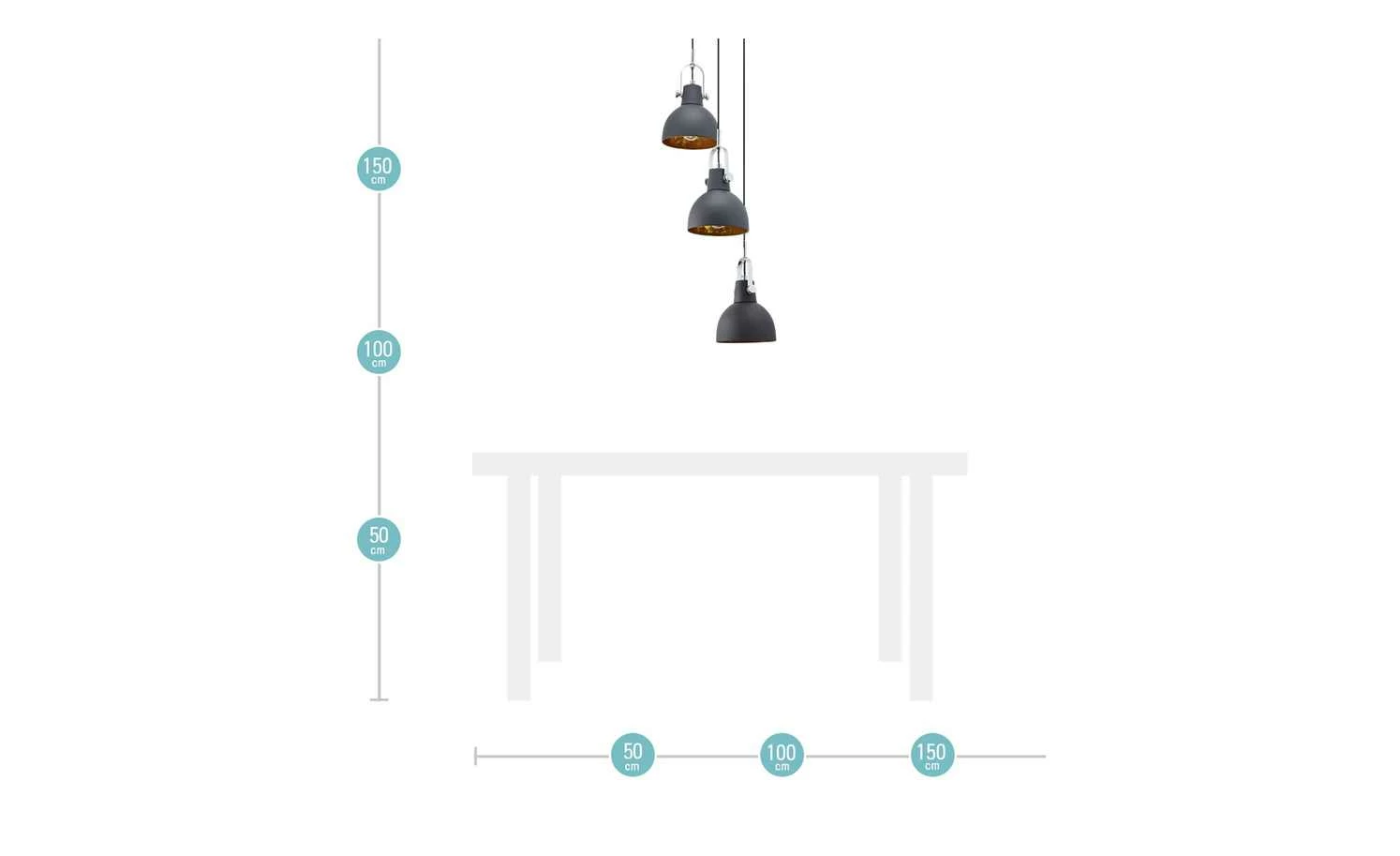 HOME STORY Retro-Pendelleuchte, 3-flammig schwarz – Bild 9