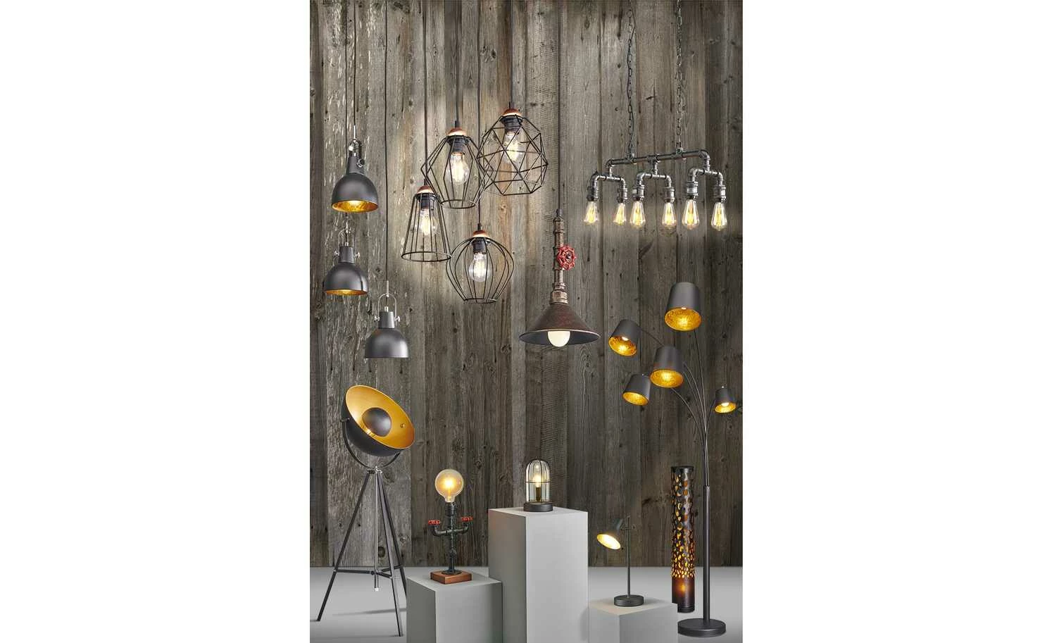 HOME STORY Retro-Pendelleuchte, 3-flammig schwarz – Bild 2