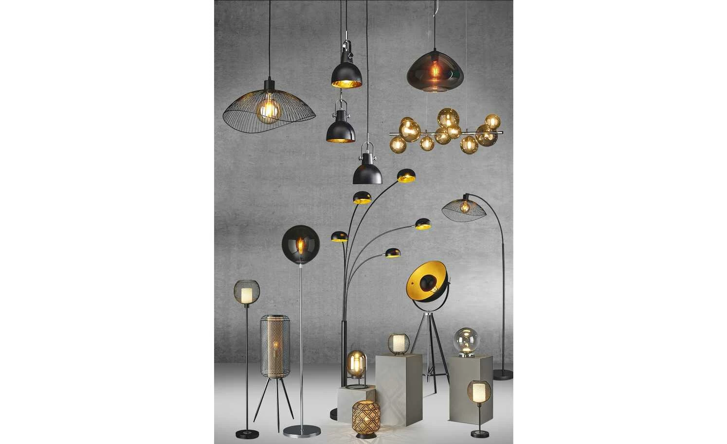 HOME STORY Retro-Pendelleuchte, 3-flammig schwarz