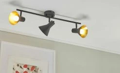Trio Deckenstrahler, 3-flammig, schwarz/goldfarben