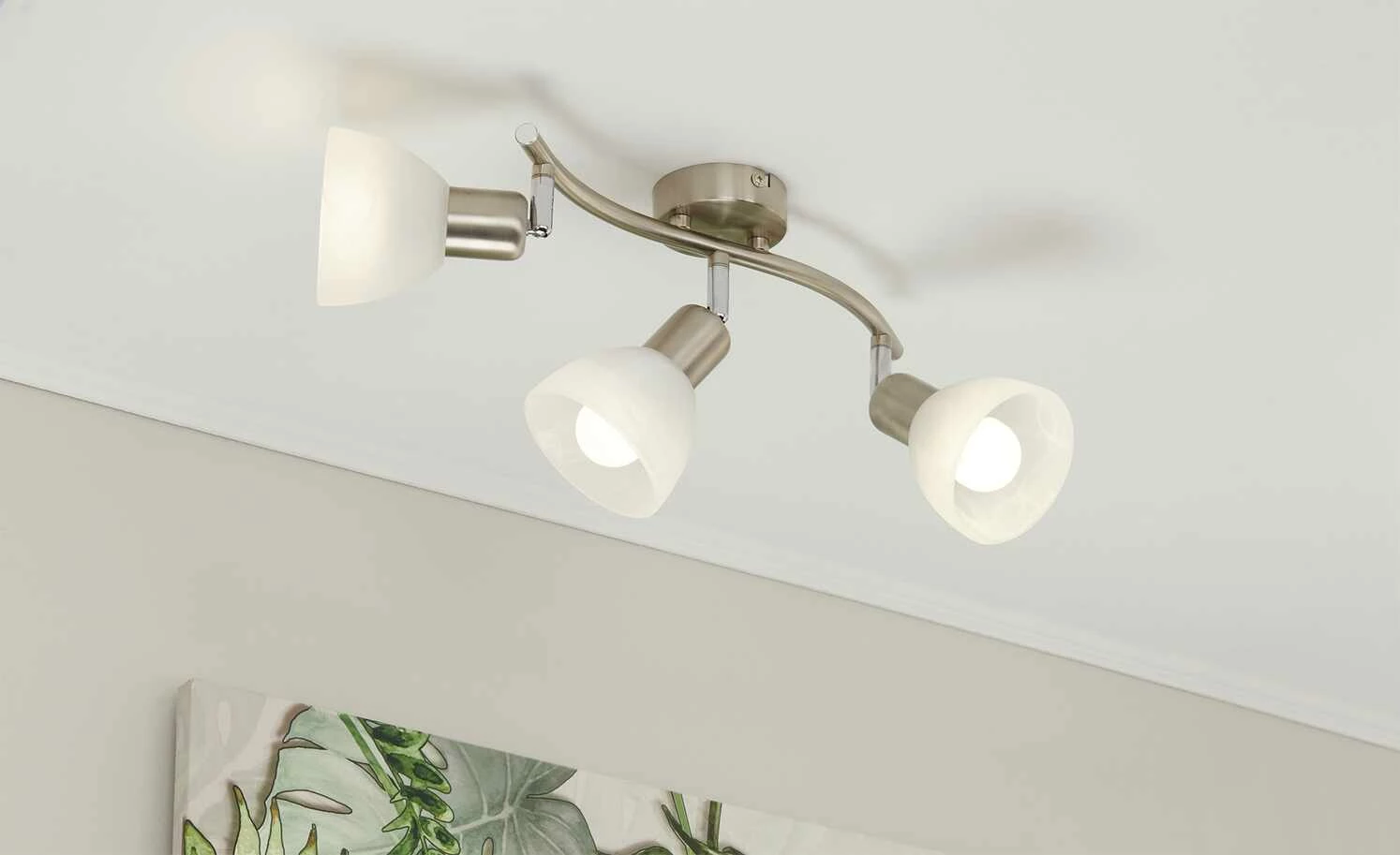 Deckenstrahler, 3-flammig, Nickel-matt