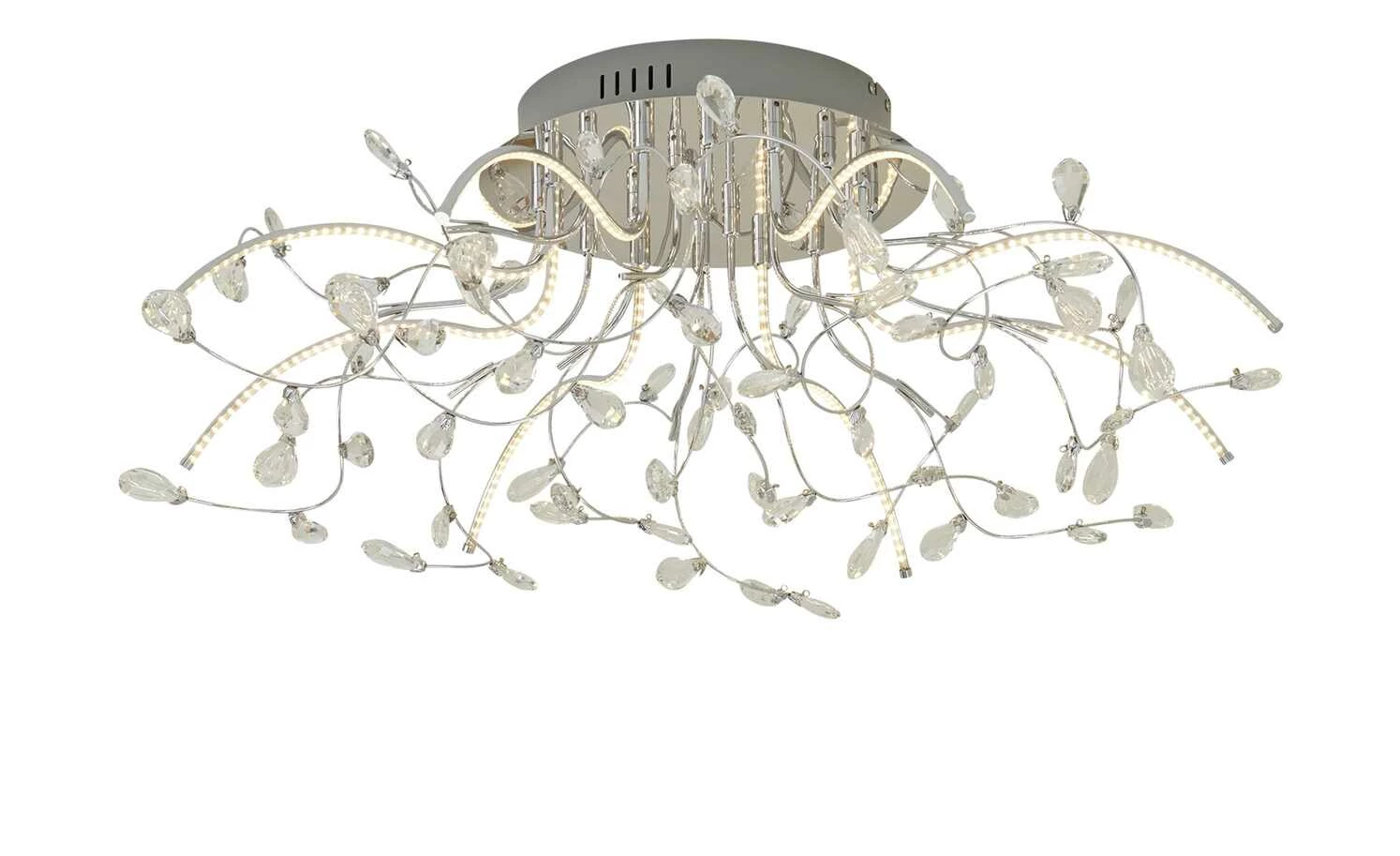 B-Leuchten LED-Deckenleuchte, chrom mit Glasblättern – Bild 2