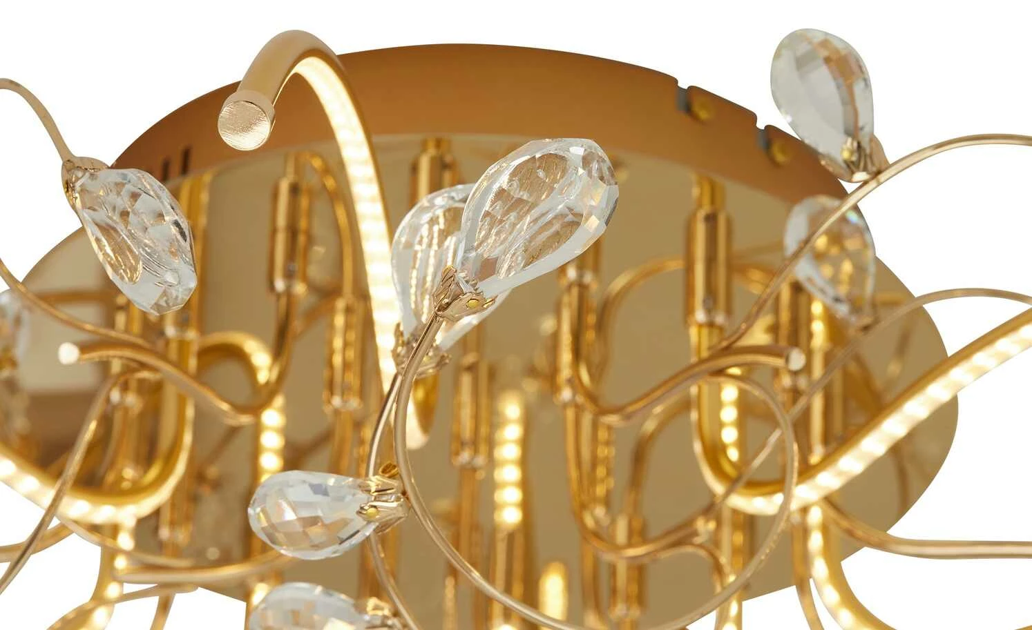 B-Leuchten LED-Deckenleuchte, messing poliert mit Glasblättern | Messing glänzend – Bild 3