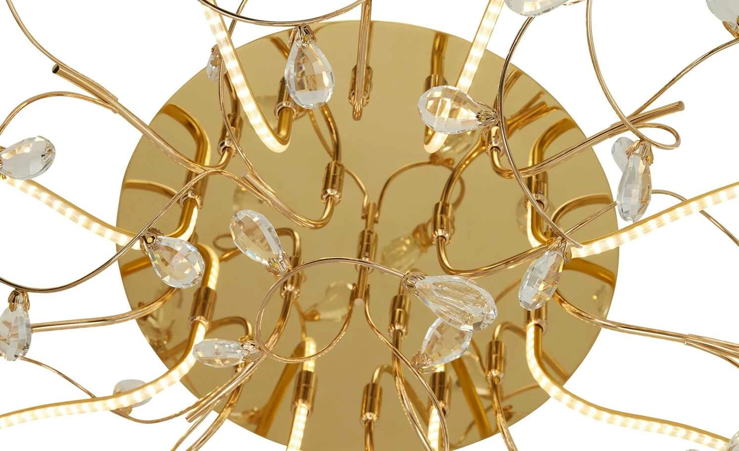 B-Leuchten LED-Deckenleuchte, messing poliert mit Glasblättern | Messing glänzend – Bild 4