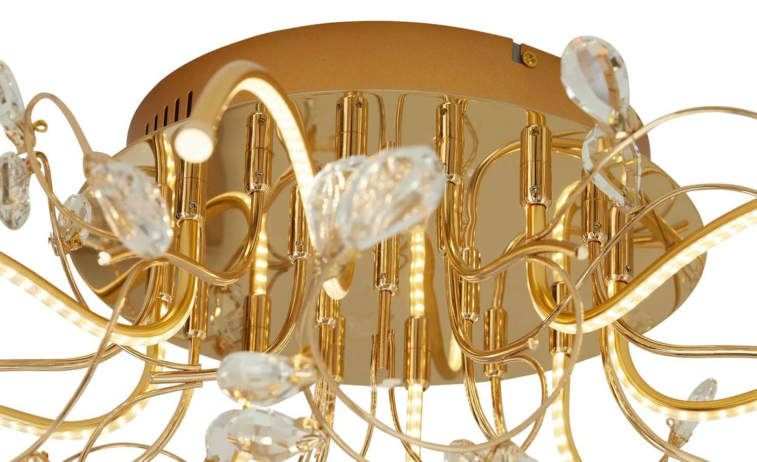 B-Leuchten LED-Deckenleuchte, messing poliert mit Glasblättern | Messing glänzend – Bild 5