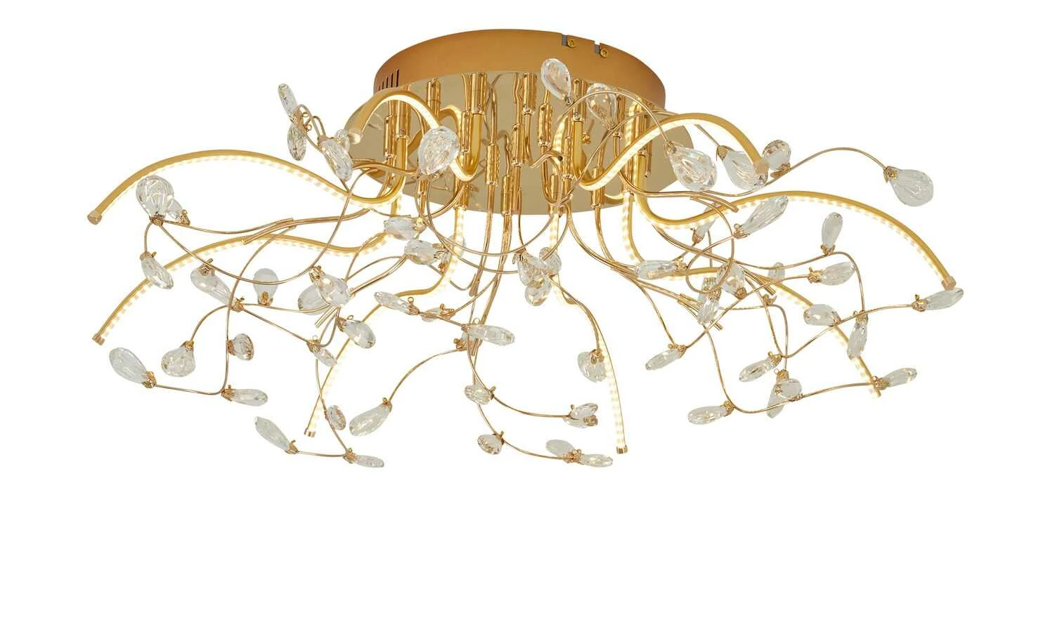 B-Leuchten LED-Deckenleuchte, messing poliert mit Glasblättern | Messing glänzend – Bild 6