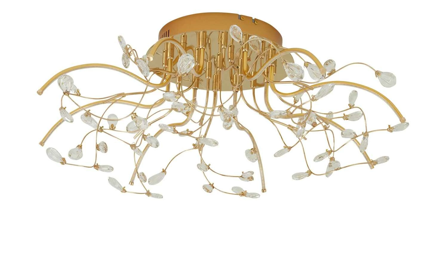 B-Leuchten LED-Deckenleuchte, messing poliert mit Glasblättern | Messing glänzend – Bild 2