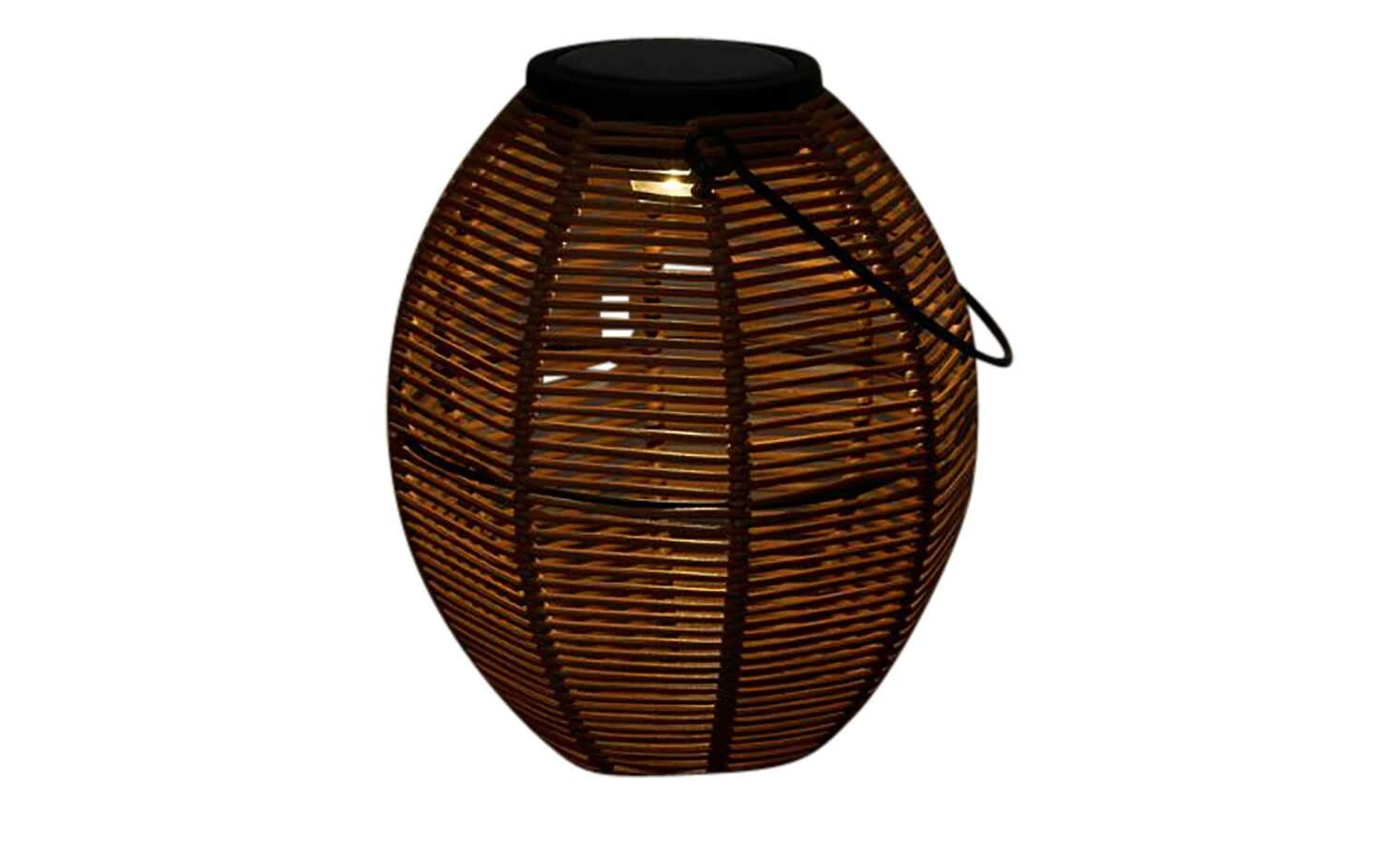 Solar-Tischleuchte, Laterne´ Rattan coffee – Bild 7