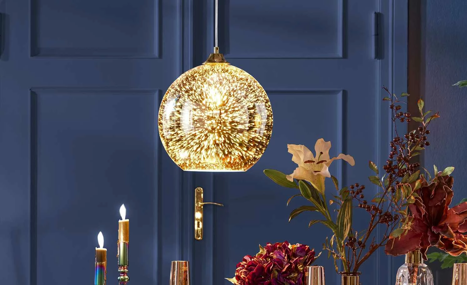 HOME STORY Pendelleuchte, 1-flammig goldfarben