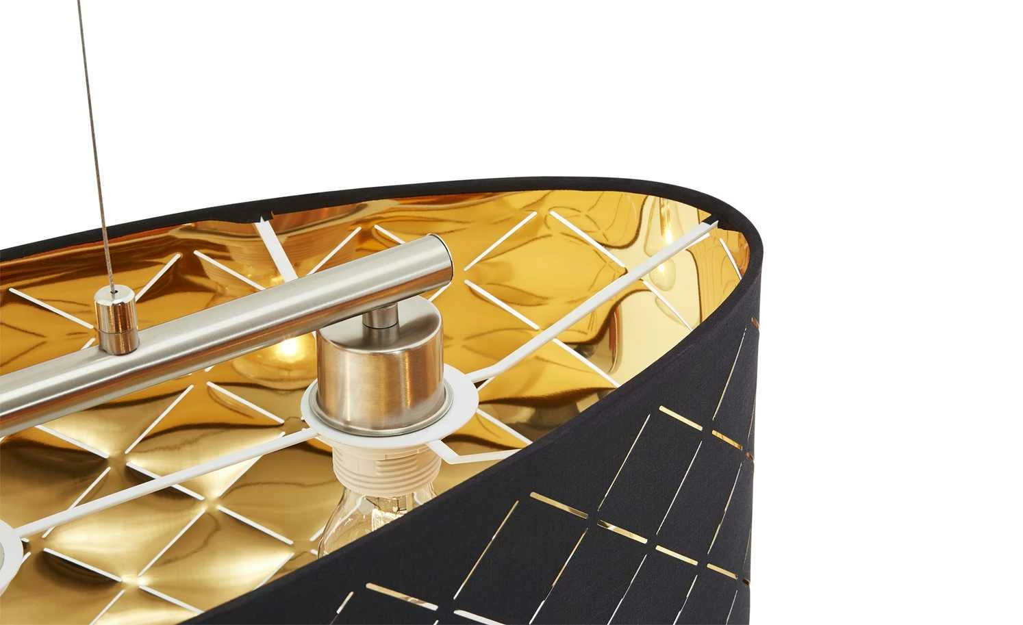 Stoffpendelleuchte, 3-flammig, Schirm schwarz/goldfarben – Bild 7