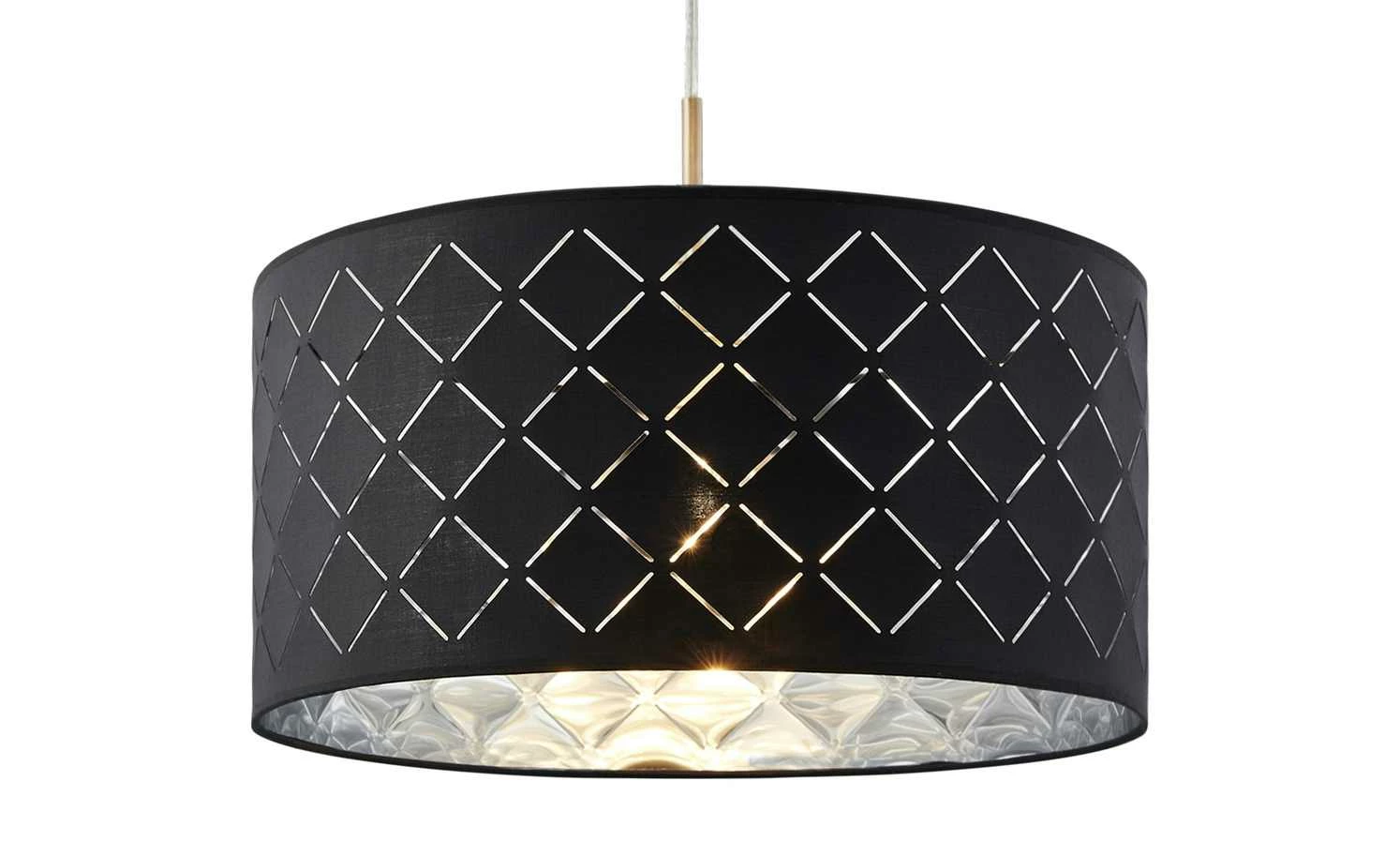 Stoffpendelleuchte, 1-flammig, Schirm grau/silber – Bild 6