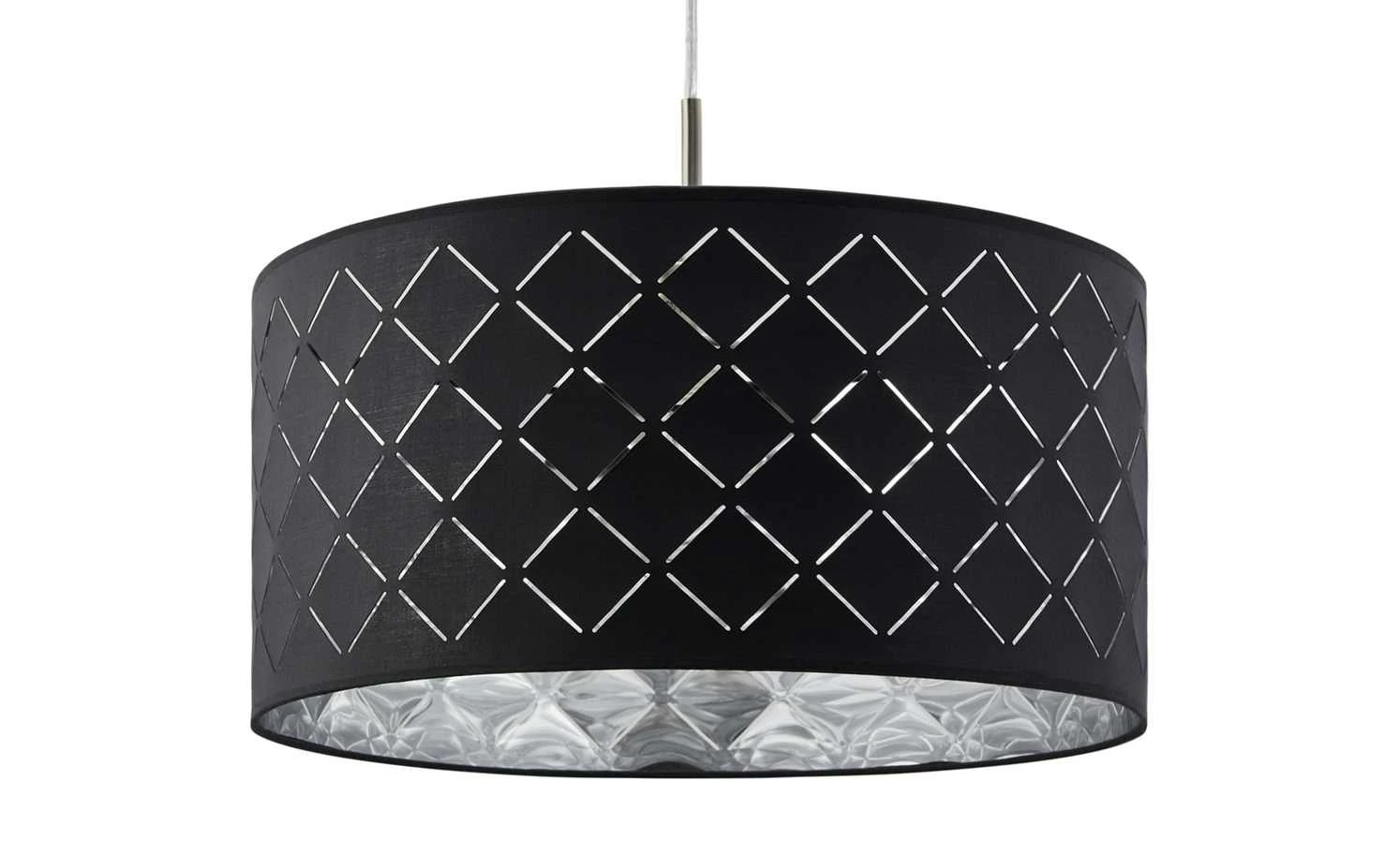 Stoffpendelleuchte, 1-flammig, Schirm grau/silber