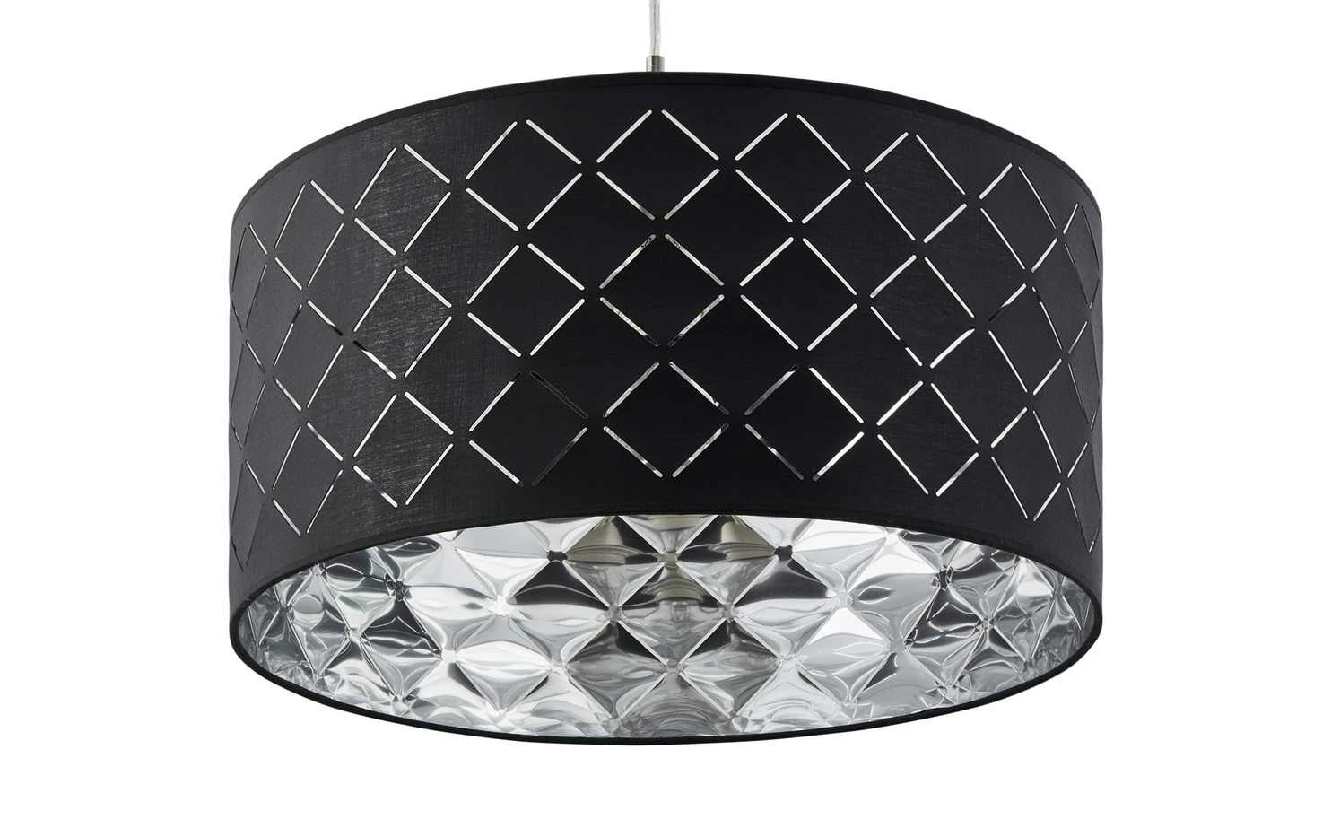 Stoffpendelleuchte, 1-flammig, Schirm grau/silber – Bild 7