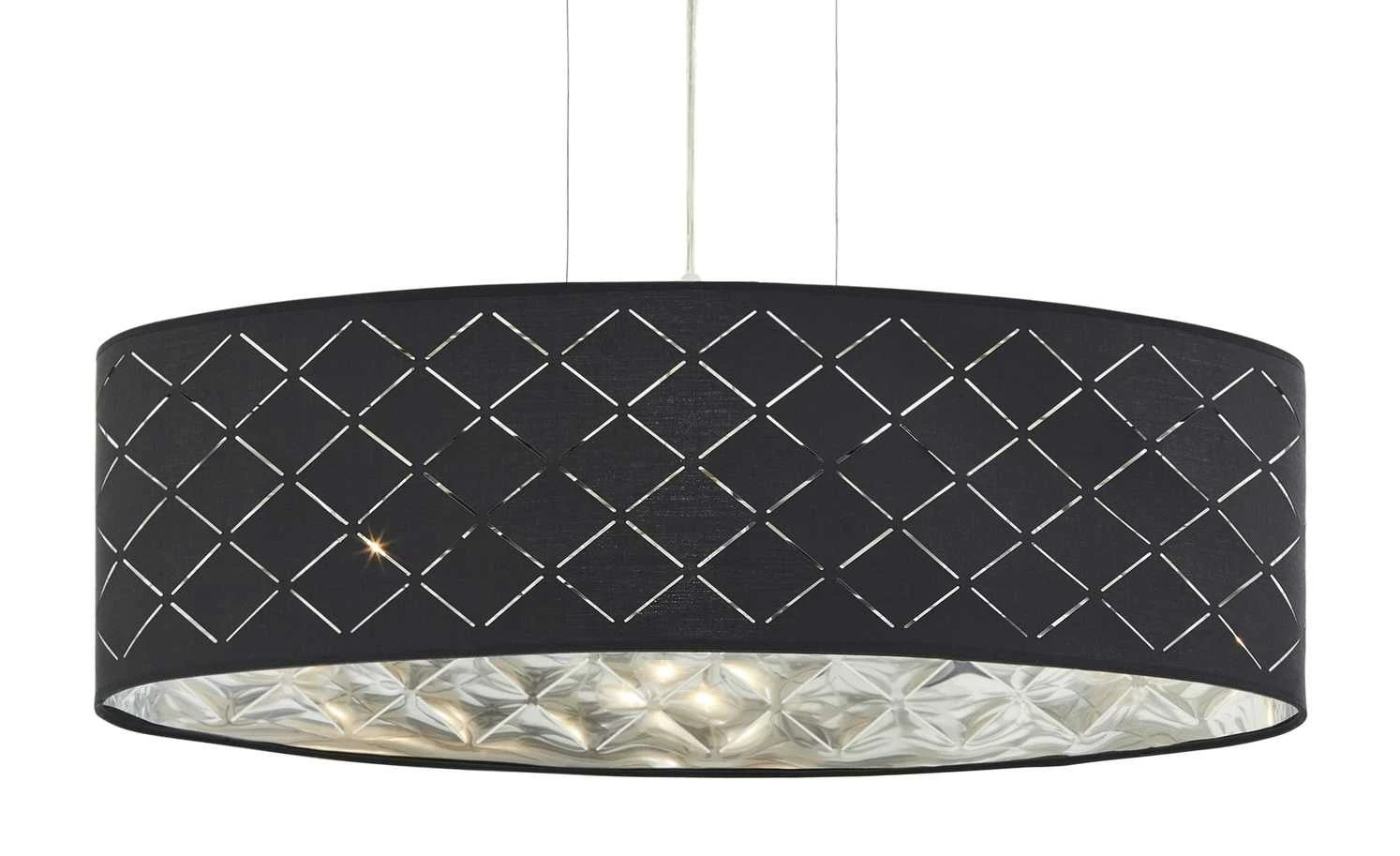 Stoffpendelleuchte, 3-flammig, Schirm grau/silber – Bild 5