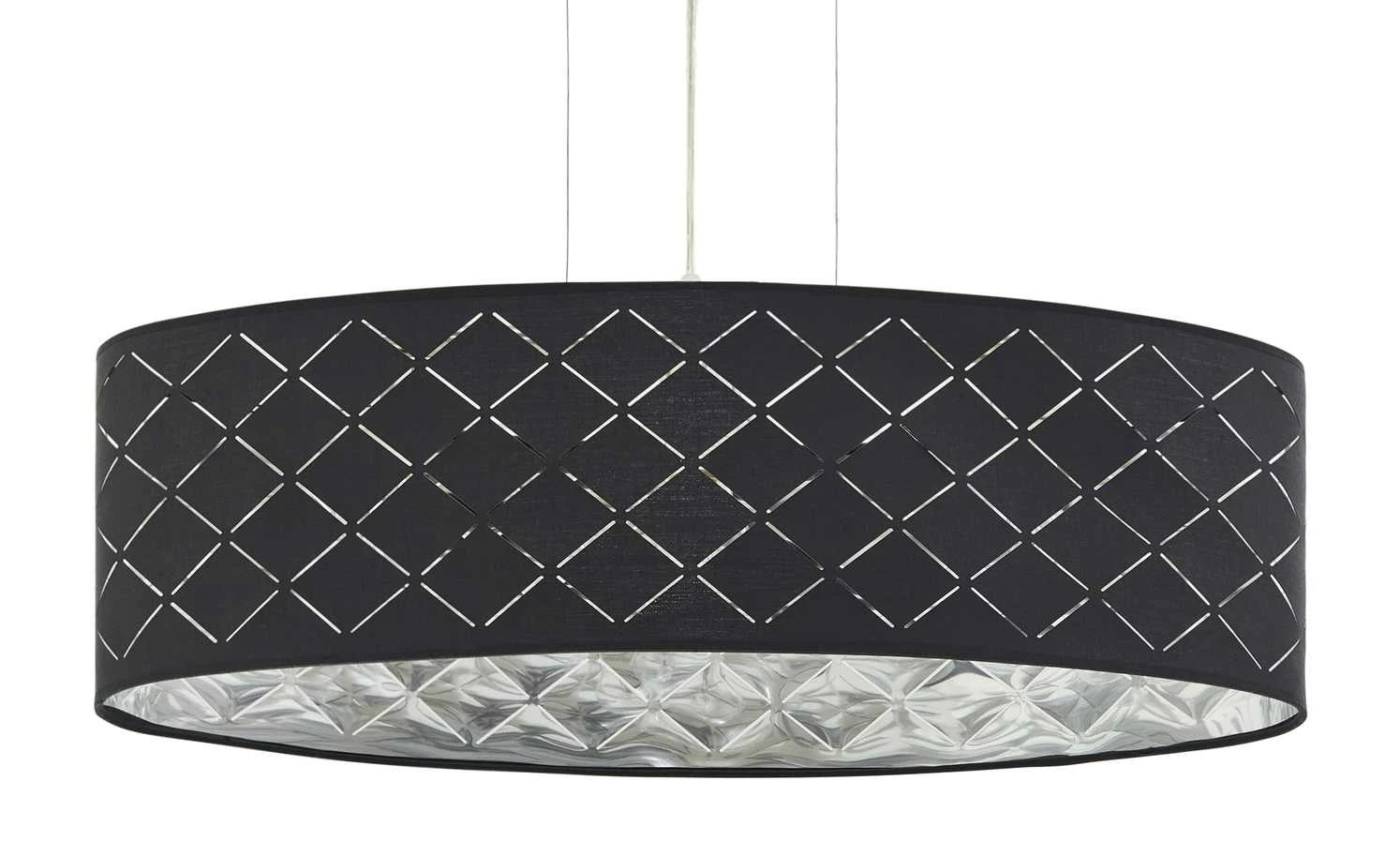 Stoffpendelleuchte, 3-flammig, Schirm grau/silber