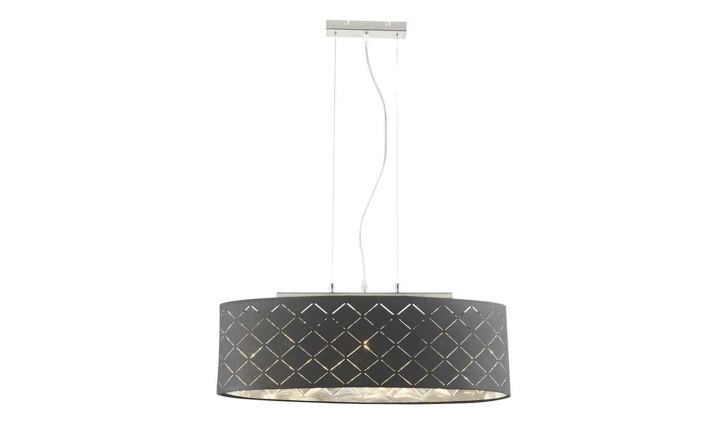 Stoffpendelleuchte, 3-flammig, Schirm grau/silber – Bild 8