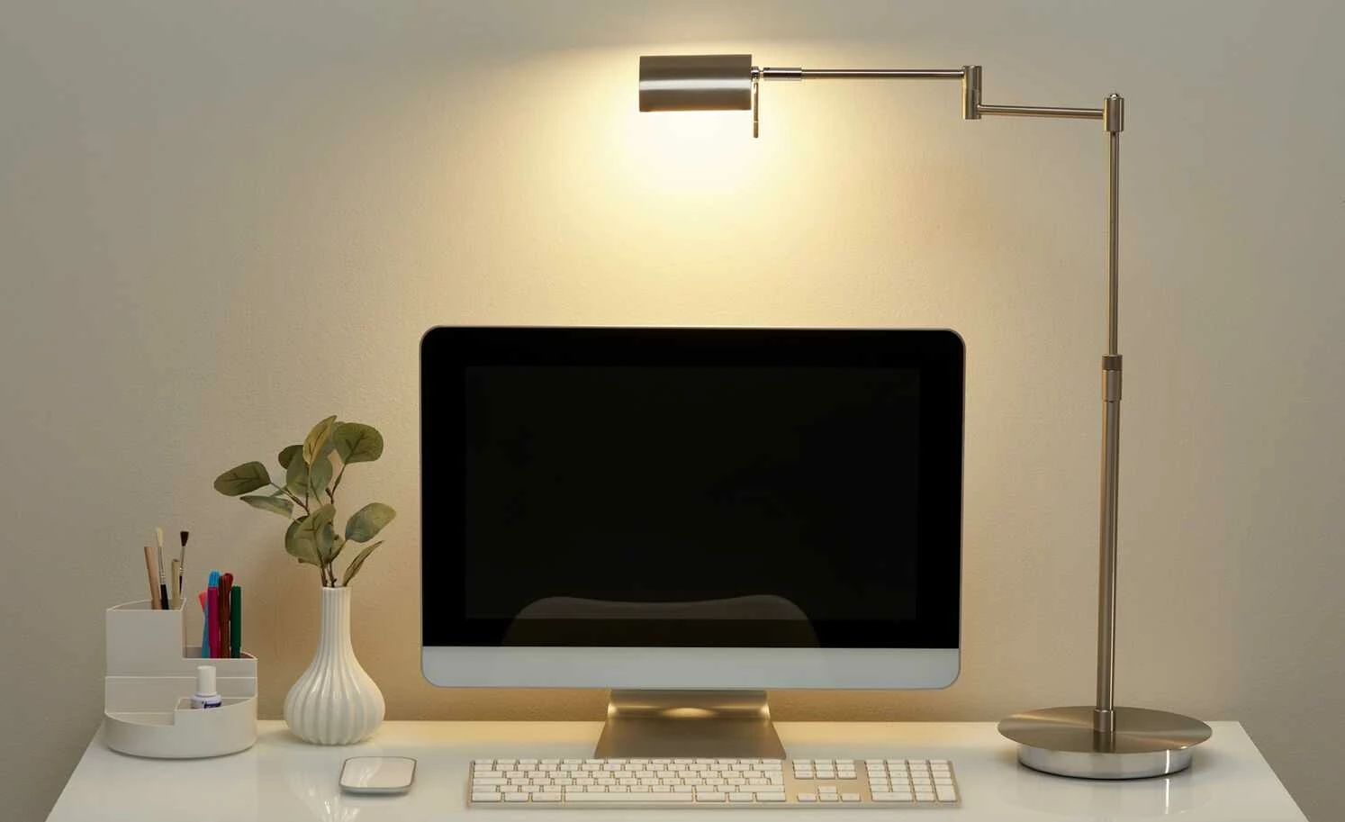 B-Leuchten Bridge-Tischleuchte 1-flammig Nickel matt – Bild 2