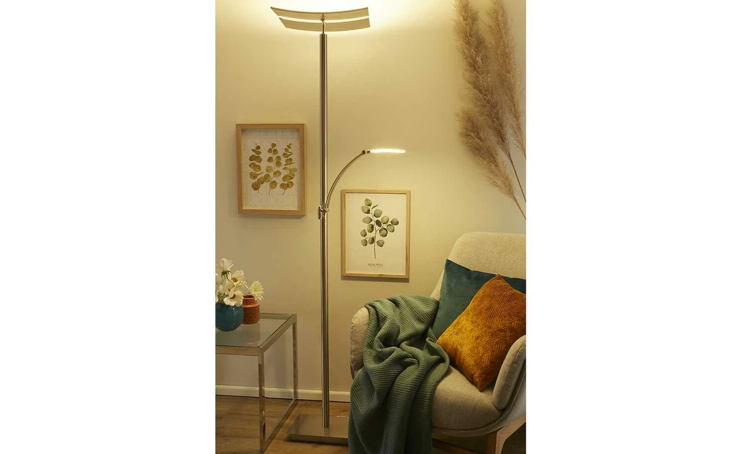 B-Leuchten LED-Deckenfluter, 2-flammig, Nickel-matt, Kopf verstellbar – Bild 2