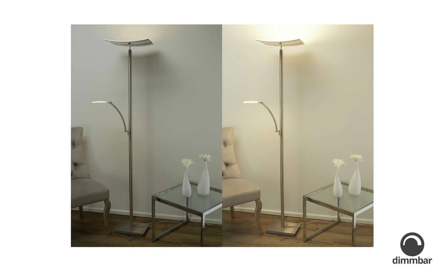 B-Leuchten LED-Deckenfluter, 2-flammig, Nickel-matt, Kopf verstellbar