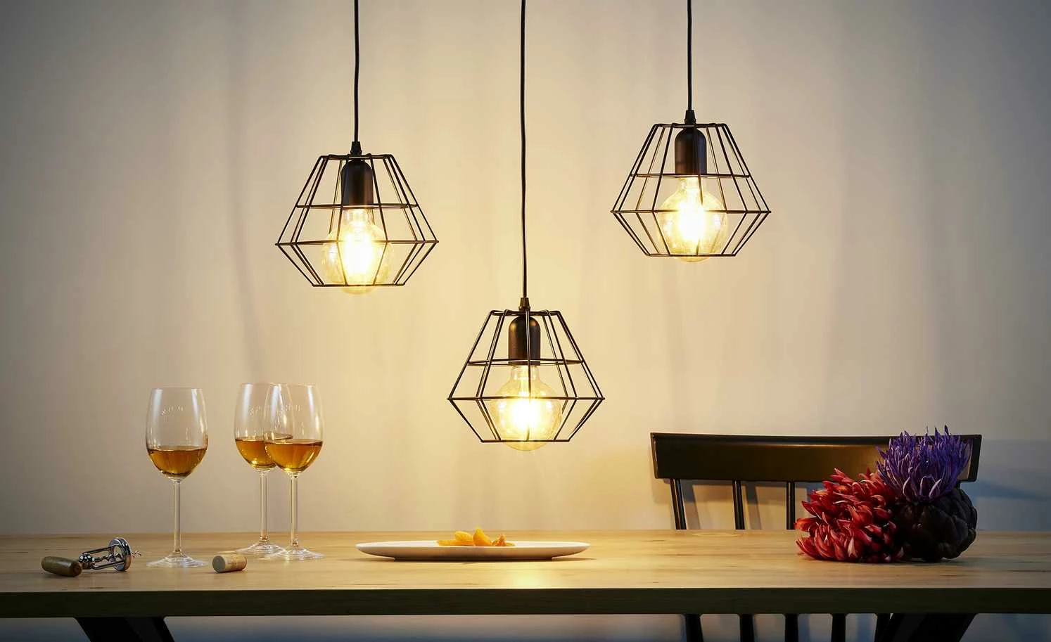 Pendelleuchte, 3-flammig, schwarz