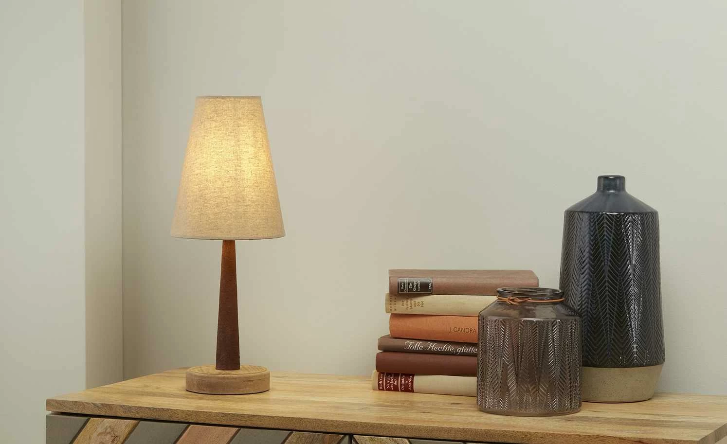 Tischleuchte, 1-flammig, rostfarben