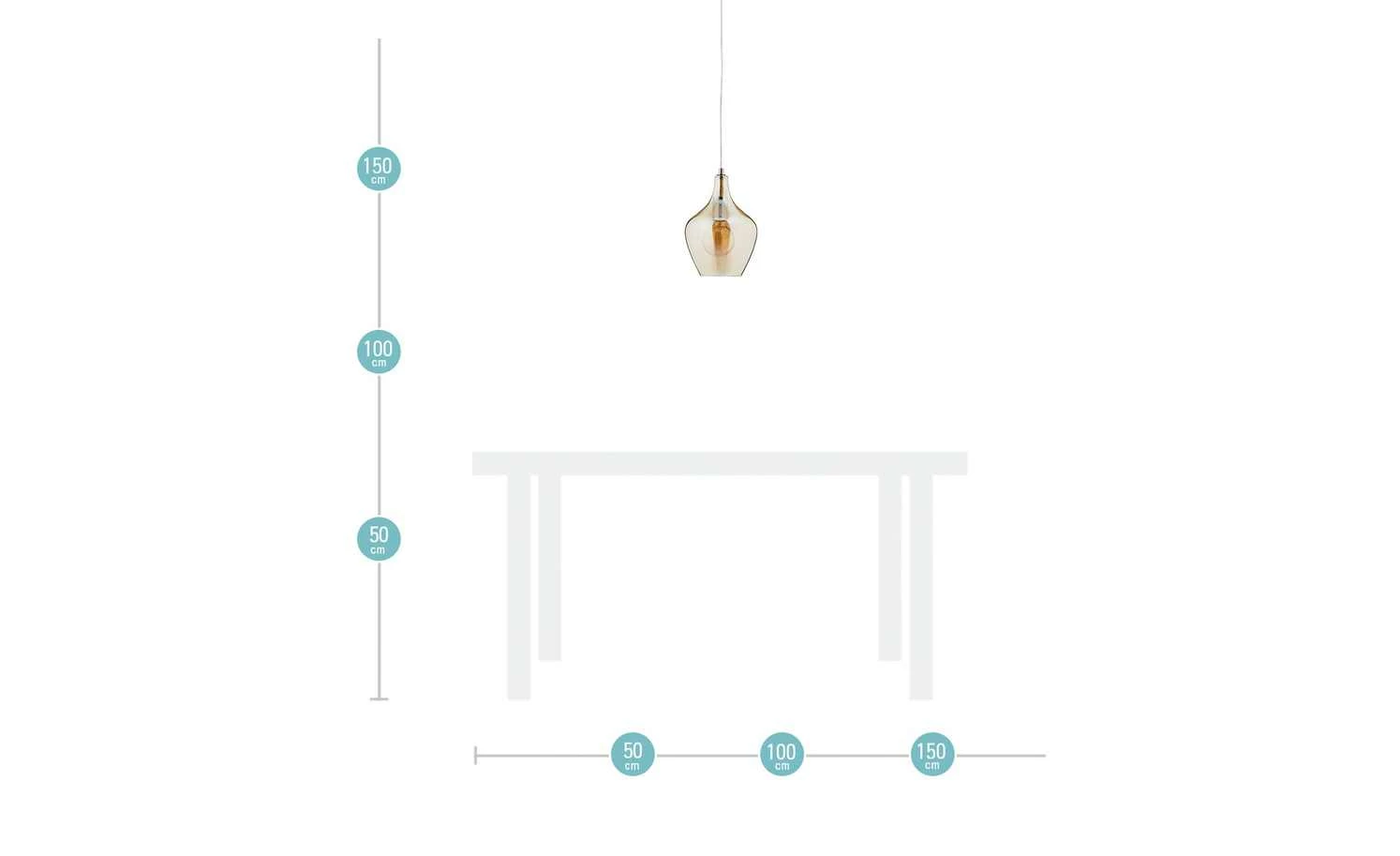 Pendelleuchte, 1-flammig, Glas bernsteinfarben – Bild 7