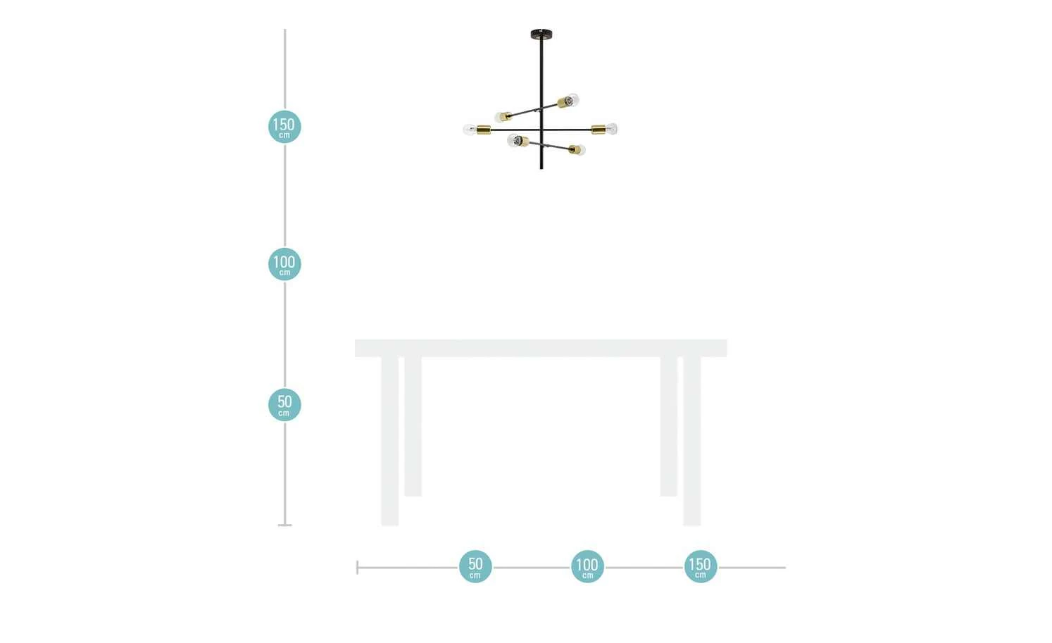 Wofi Pendelleuchte, 6-flammig, schwarz / goldfarben – Bild 11