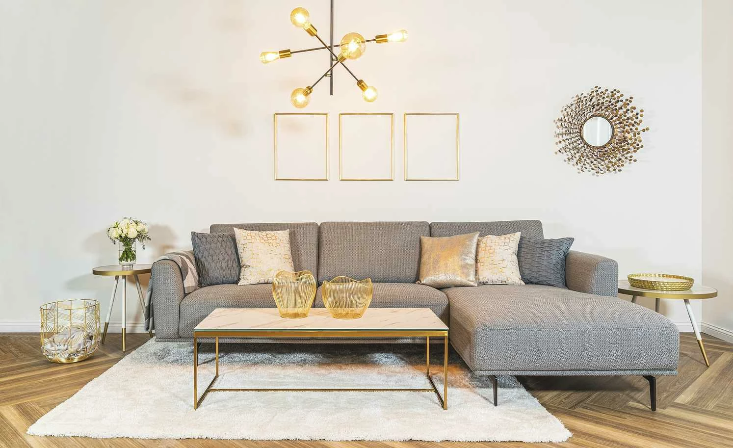 Wofi Pendelleuchte, 6-flammig, schwarz / goldfarben – Bild 3