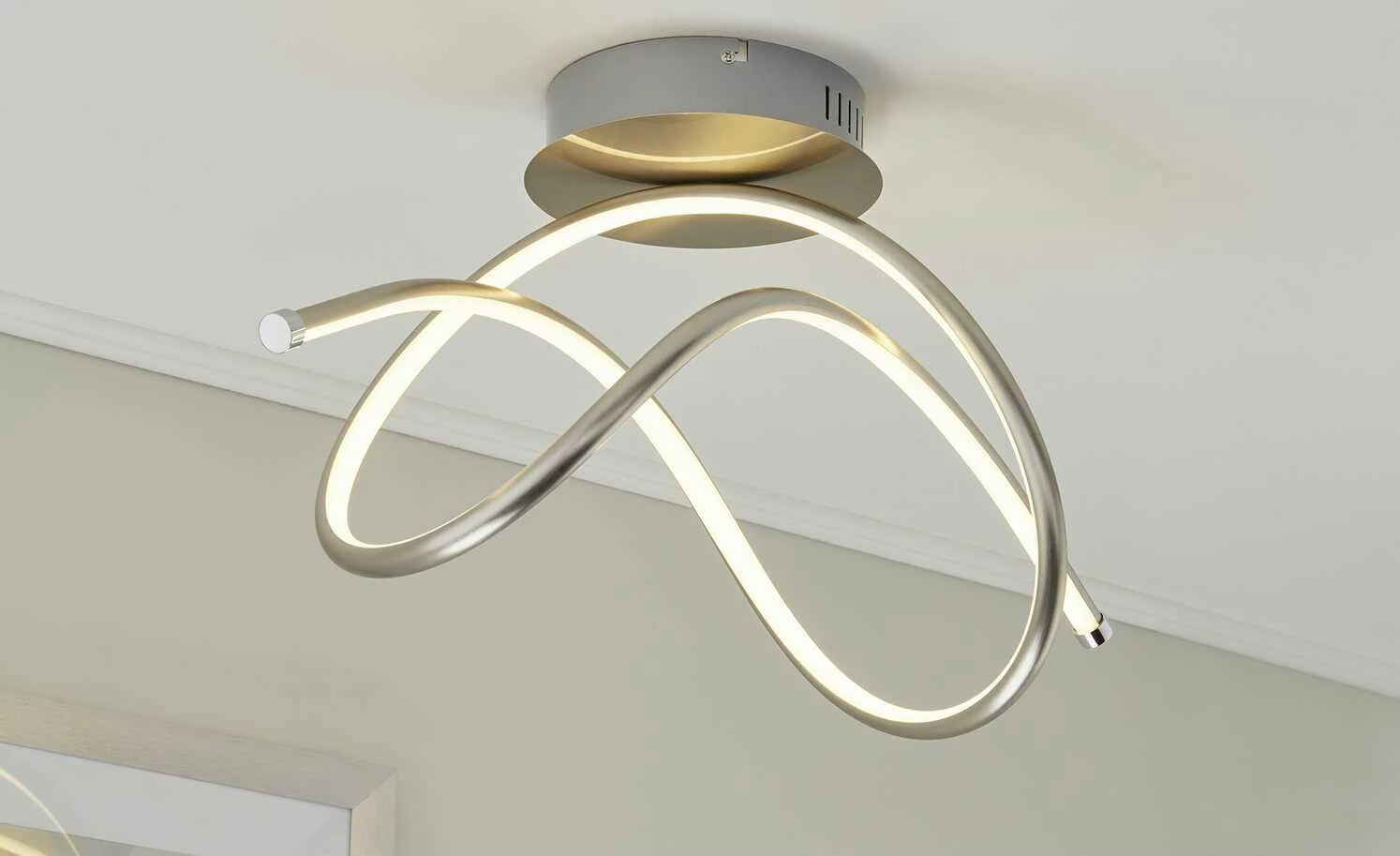 Paul Neuhaus LED-Deckenleuchte, Nickel-matt, geschwungen