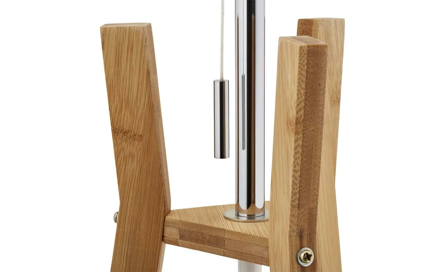 HOME STORY Holz-Stehleuchte, mit Stoffschirm und Ablage – Bild 5