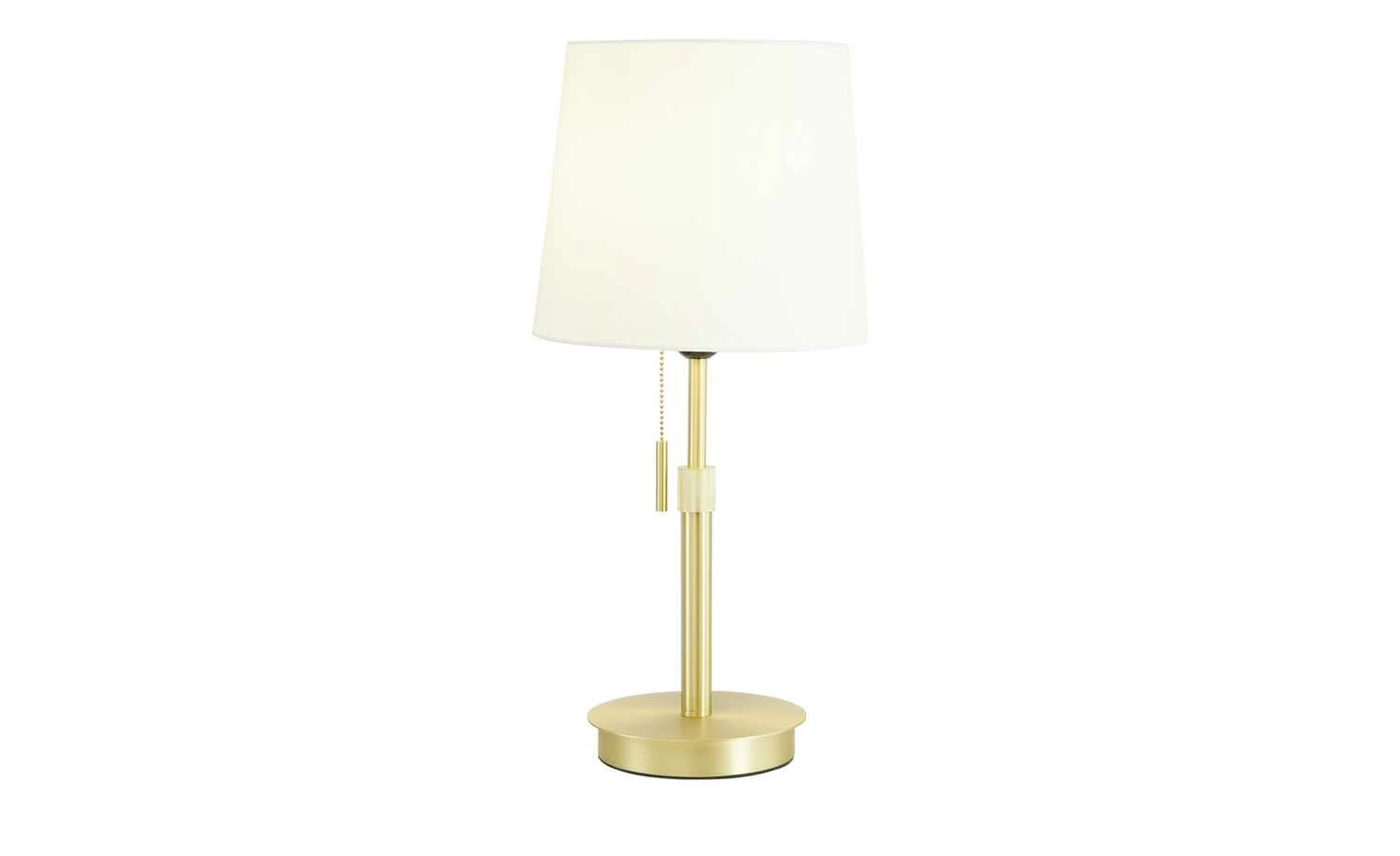 Trio Tischleuchte, 1-flammig, messing-matt, Stoffschirm weiß – Bild 3