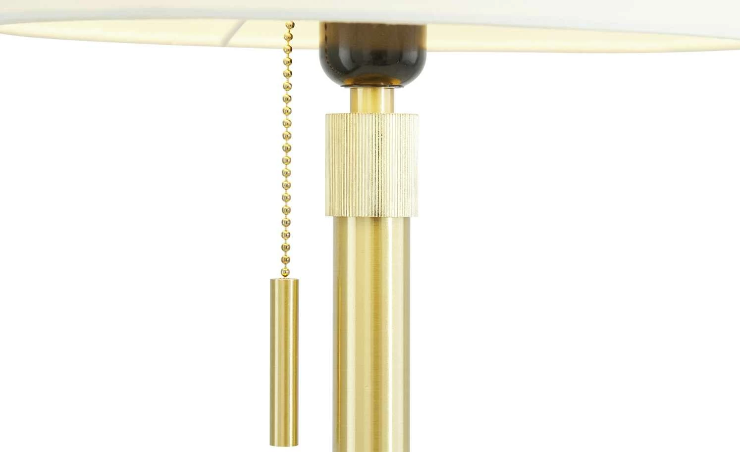 Trio Tischleuchte, 1-flammig, messing-matt, Stoffschirm weiß – Bild 6