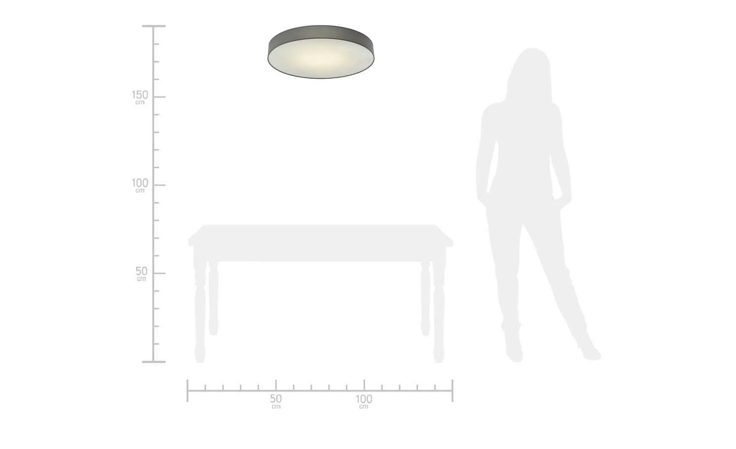 KHG LED-Deckenleuchte, mit Stoffschirm grau – Bild 4