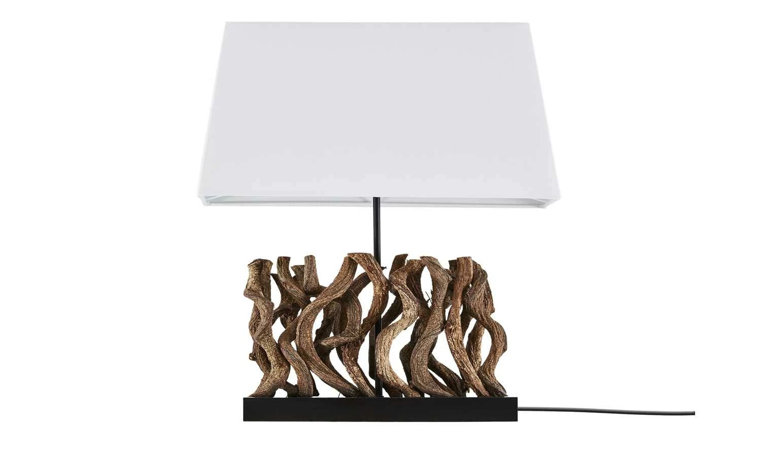 HOME STORY Tischleuchte, 1-flammig mit Holzdekor – Bild 2