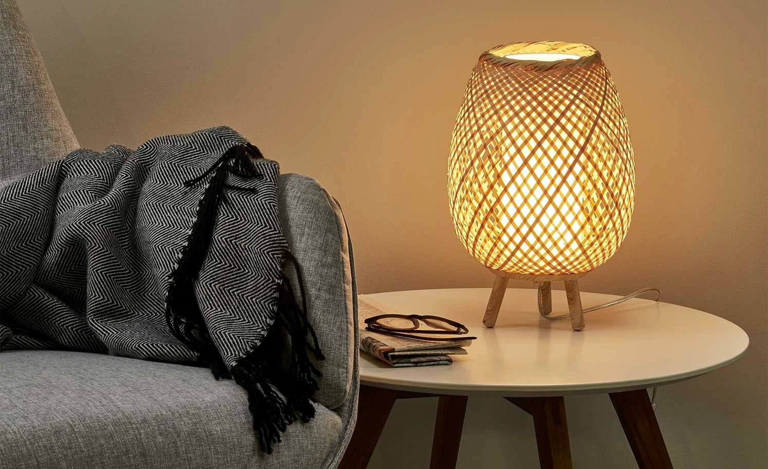 HOME STORY Tischleuchte, 1-flammig, Bambusoptik – Bild 4