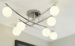 KHG Deckenleuchte, 8-flammig, chrom mit Glaskugeln