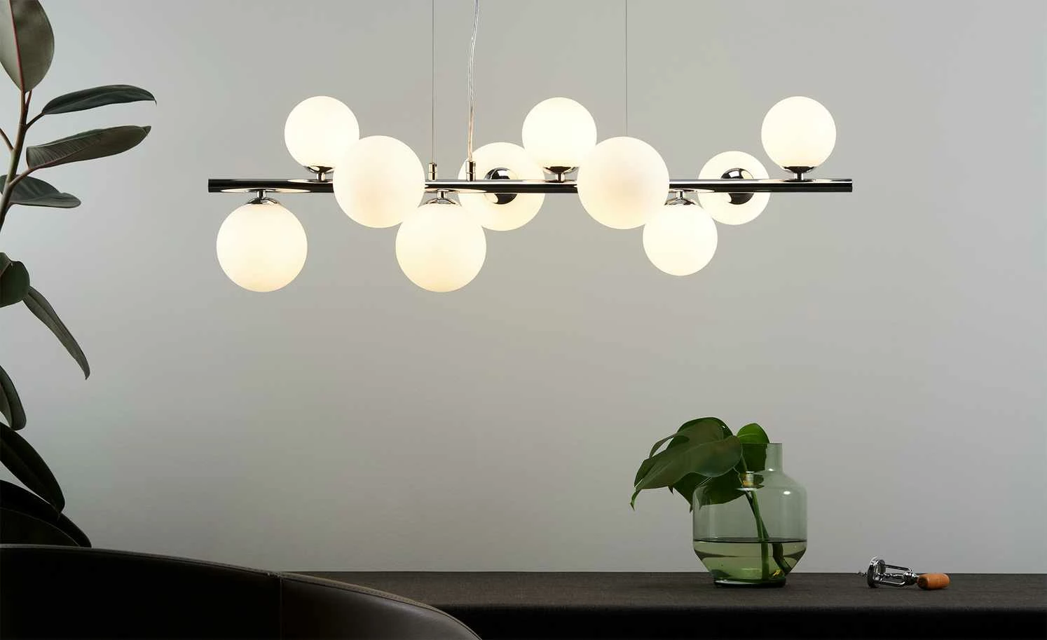 Meisterleuchten Pendelleuchte, 10-flammig, ´gerade´mit Glaskugeln