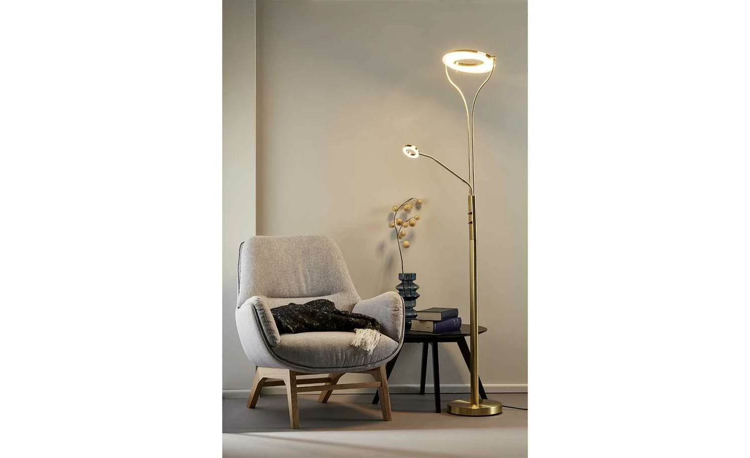 Meisterleuchten LED-Deckenfluter, 2-flammig, messing-matt | Messing matt